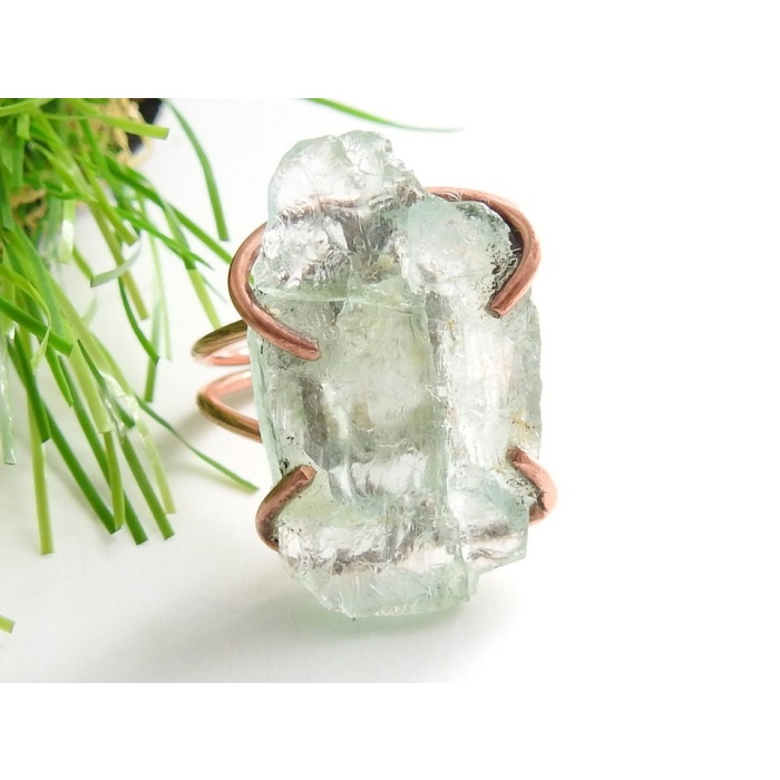Aquamarine Natural Rough Rings,Wire Wrapping Jewelry,Copper,Adjustable,Raw,Wire-Wrapped,Minerals Stone,One Of A Kind 20-22MM Long CJ-1 | Save 33% - Rajasthan Living 6
