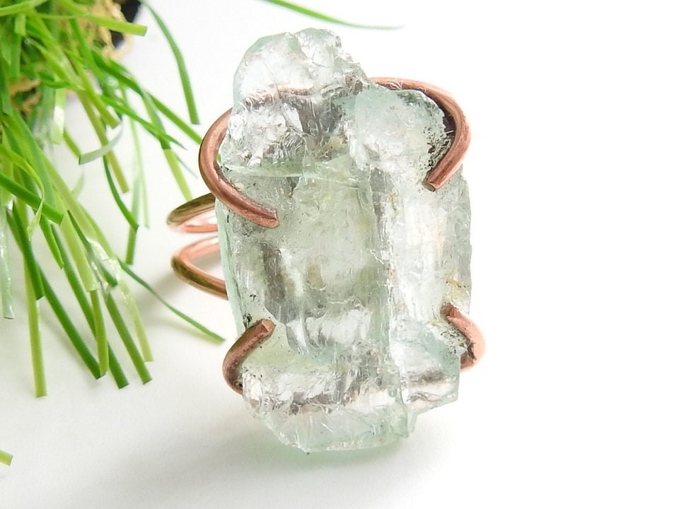 Aquamarine Natural Rough Rings,Wire Wrapping Jewelry,Copper,Adjustable,Raw,Wire-Wrapped,Minerals Stone,One Of A Kind 20-22MM Long CJ-1 | Save 33% - Rajasthan Living 11