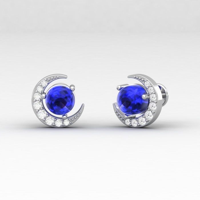 14K Dainty Tanzanite Stud Earrings, Cartilage Earrings, Handmade Jewelry, Gift For Her, Art Deco Style Earrings, Anniversary Gift, Cabochon | Save 33% - Rajasthan Living 10
