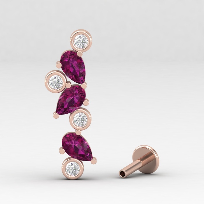 Rhodolite Garnet 14K Climber Earrings, Dainty Gold Stud Earrings For Women, Everyday Gemstone Earring For Her, January Birthstone Jewelry | Save 33% - Rajasthan Living 13