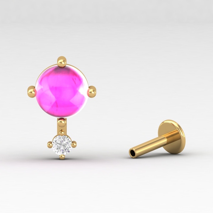Pink Spinel 14K Dainty Stud Earrings, Gold Stud Earrings For Women, Everyday Gemstone Earring For Her, August Birthstone Jewelry, Cut Spinel | Save 33% - Rajasthan Living 12