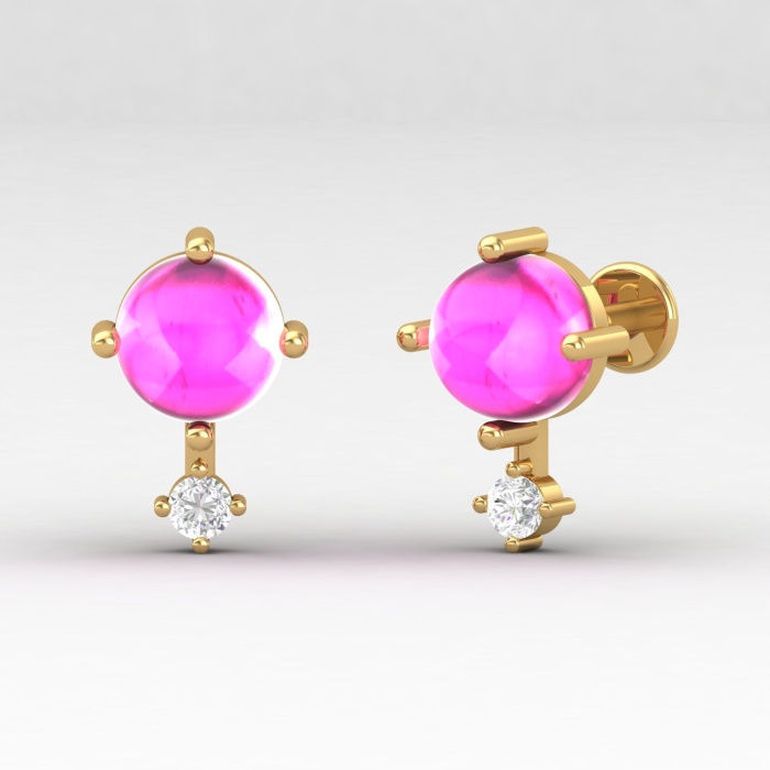 Pink Spinel 14K Dainty Stud Earrings, Gold Stud Earrings For Women, Everyday Gemstone Earring For Her, August Birthstone Jewelry, Cut Spinel | Save 33% - Rajasthan Living 13