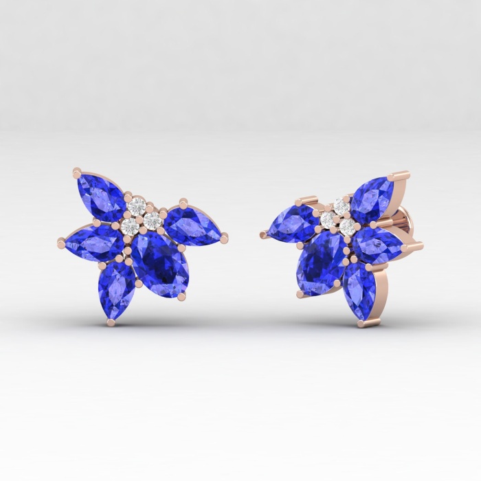 14K Dainty Natural Tanzanite Ear Climbers, Gold Climber Stud Earrings For Women, Everyday Gemstone Earring For Her, December BIrthstone Gem | Save 33% - Rajasthan Living 7