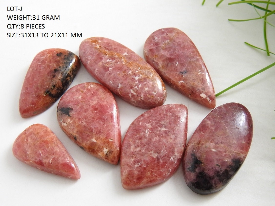 Rhodonite Smooth Cabochons Lot,Fancy Shape,Loose Stone,Handmade,Pendent,For Making Jewelry 100%Natural C2 | Save 33% - Rajasthan Living 25