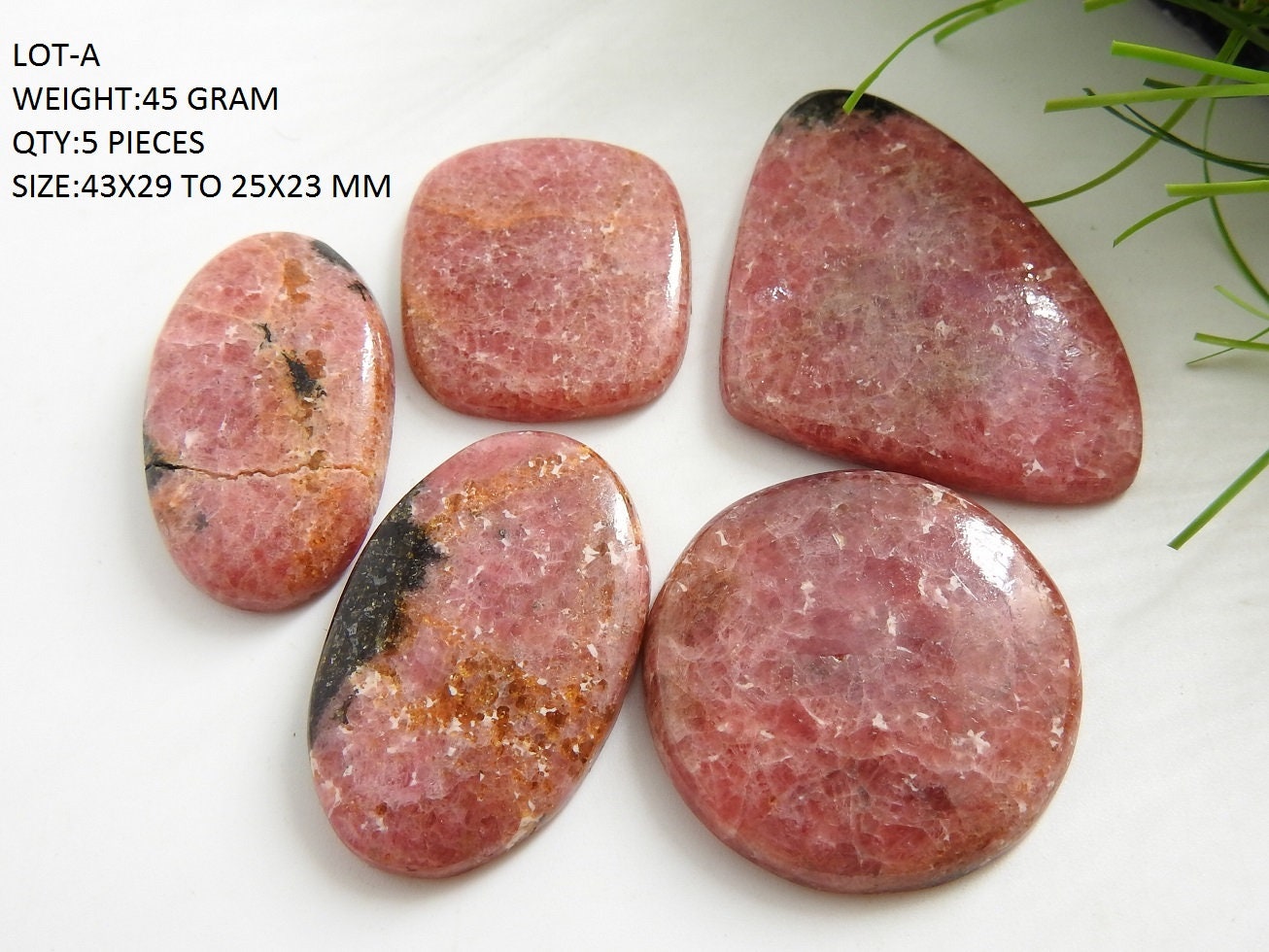 Rhodonite Smooth Cabochons Lot,Fancy Shape,Loose Stone,Handmade,Pendent,For Making Jewelry 100%Natural C2 | Save 33% - Rajasthan Living 16