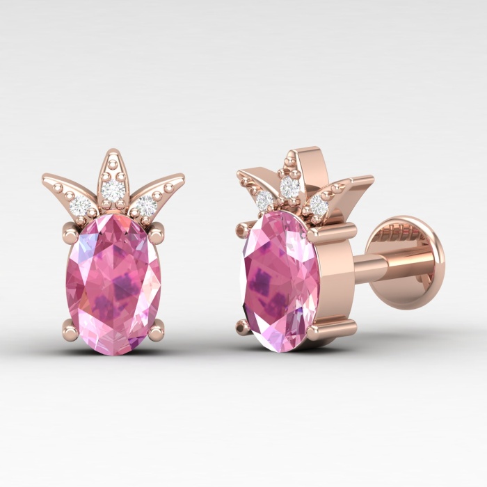Pink Spinel 14K Stud Earrings, Minimalist Dainty Stud Earrings, Handmade Jewelry, August Birthstone Earrings, Gemstone Jewelry, Gift For Her | Save 33% - Rajasthan Living 8