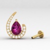 Dainty Rhodolite Garnet Stud Earrings, 14K Half Moon Handmade Stud Earrings, Gift For Her, Anniversary Gift, Birthstone Jewelry, Garnet Cut | Save 33% - Rajasthan Living 18