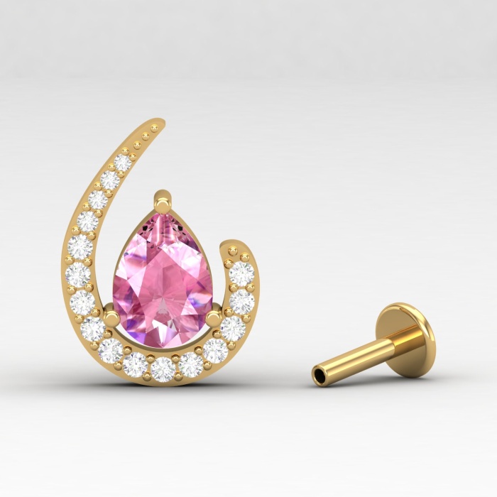 Pink Spinel 14K Dainty Stud Earrings, Half Moon Earrings, Handmade Jewelry, Gift For Women, Anniversary Gift, August Birthstone Earrings | Save 33% - Rajasthan Living 8