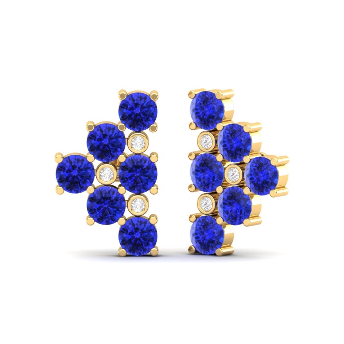 14K Dainty Natural Tanzanite Climber Earrings, Gold Ear Climber Stud Earrings For Women, Everyday Gemstone Earring For Her, Birthstone Jewel | Save 33% - Rajasthan Living 10