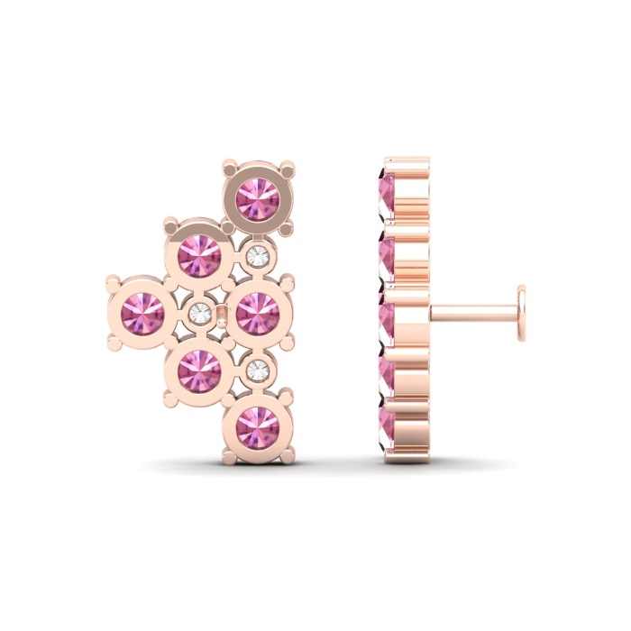 Dainty Pink Spinel 14K Climber Earrings, Everyday Gemstone Earring For Her, Gold Ear Climber Studs For Women, August Birthstone Jewelry | Save 33% - Rajasthan Living 7
