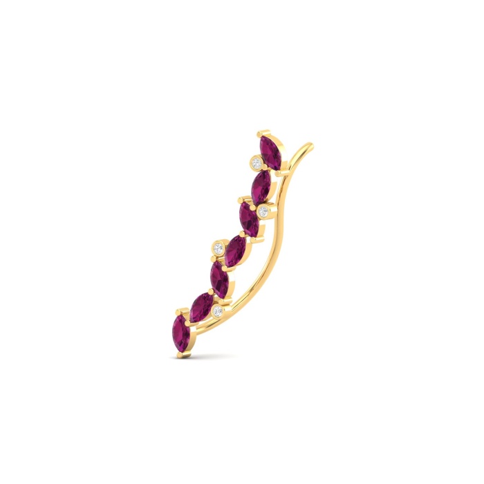 Rhodolite Garnet 14K Ear Climbers, Dainty Gold Climber Earrings For Women, January Birthstone Jewelry, Everyday Gemstone Earring For Her | Save 33% - Rajasthan Living 9