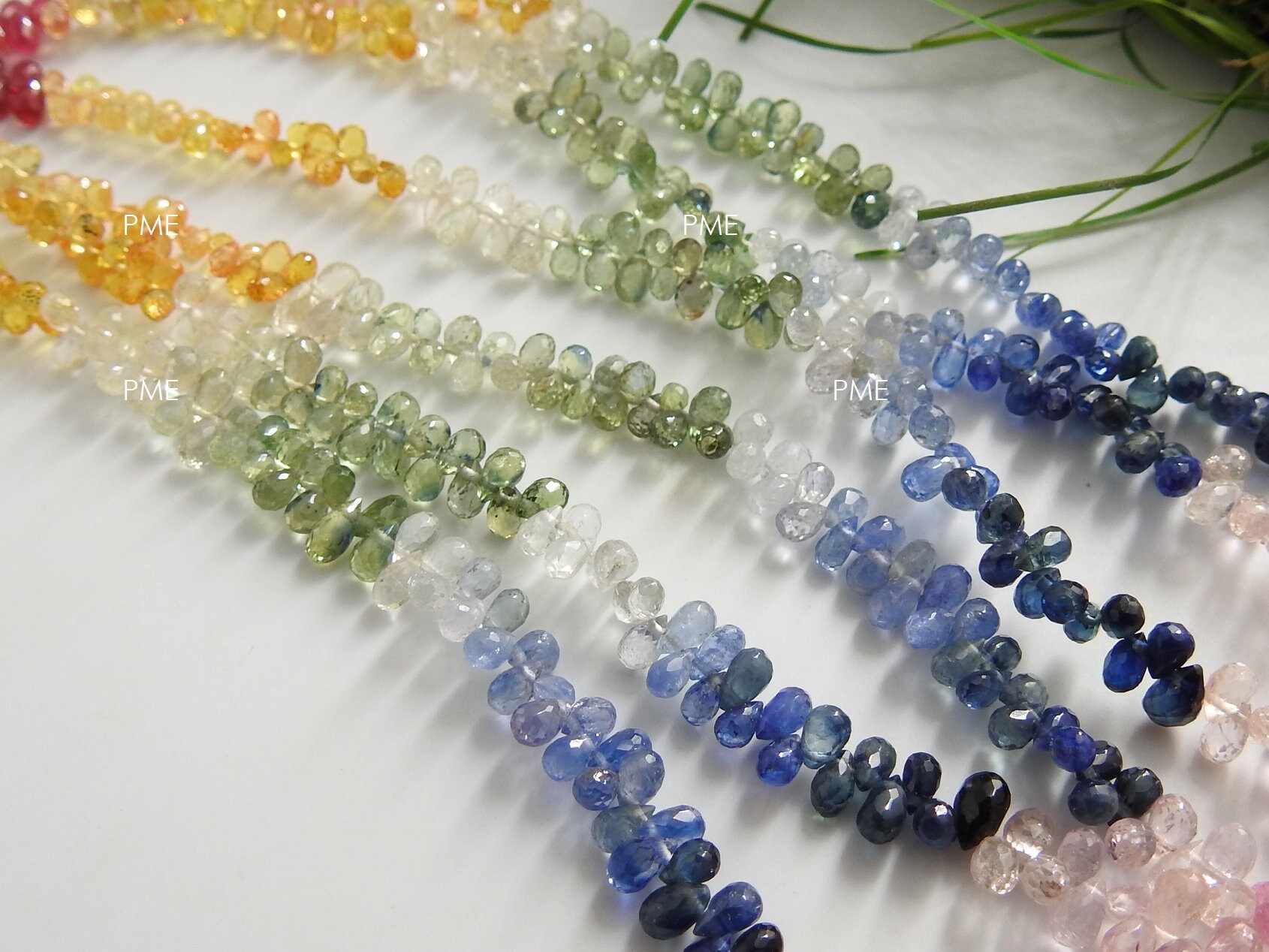 Multi Sapphire Faceted Drop,Teardrop,Loose Bead,Gemstone For Making Jewelry,Precious Stone 100%Natural 8Inch 3-4MM Long Approx PME(BR10) | Save 33% - Rajasthan Living 20