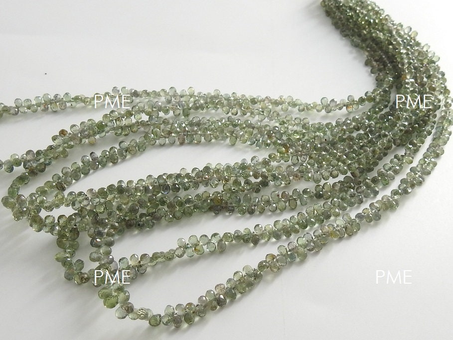 Green Sapphire Faceted Drop,Teardrop,Loose Stone,Gemstone For Jewelry Makers,Precious Bead 100%Natural 8Inch 3-4 MM Long Approx PME(BR10) | Save 33% - Rajasthan Living 15