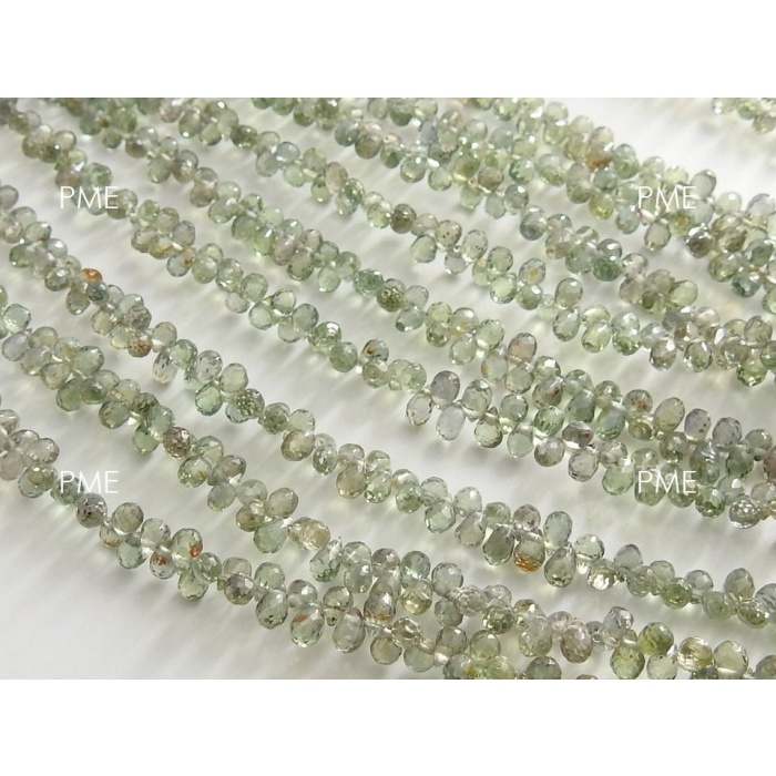 Green Sapphire Faceted Drop,Teardrop,Loose Stone,Gemstone For Jewelry Makers,Precious Bead 100%Natural 8Inch 3-4 MM Long Approx PME(BR10) | Save 33% - Rajasthan Living 7