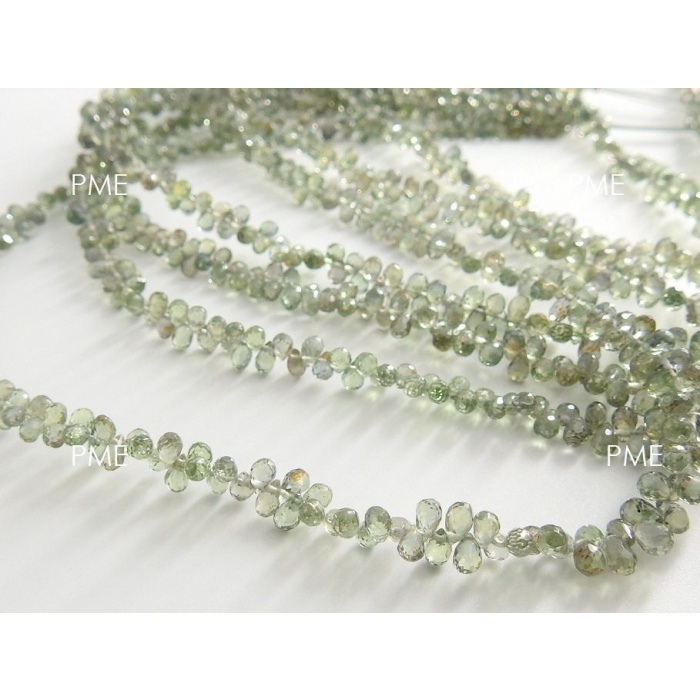 Green Sapphire Faceted Drop,Teardrop,Loose Stone,Gemstone For Jewelry Makers,Precious Bead 100%Natural 8Inch 3-4 MM Long Approx PME(BR10) | Save 33% - Rajasthan Living 10