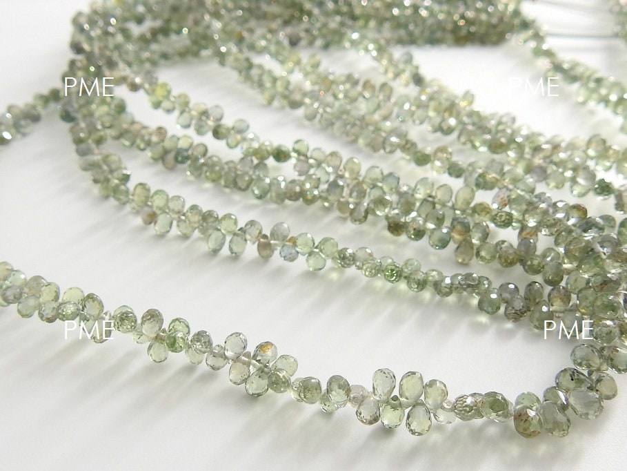 Green Sapphire Faceted Drop,Teardrop,Loose Stone,Gemstone For Jewelry Makers,Precious Bead 100%Natural 8Inch 3-4 MM Long Approx PME(BR10) | Save 33% - Rajasthan Living 16