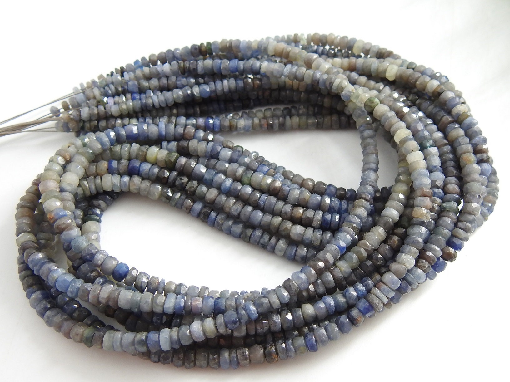 Blue Sapphire Faceted Roundel Bead,Multi Shaded,Burma Mines,Loose Stone,Handmade,For Jewelry Makers,16Inch Strand,100%Natural PMEB-13 | Save 33% - Rajasthan Living 25
