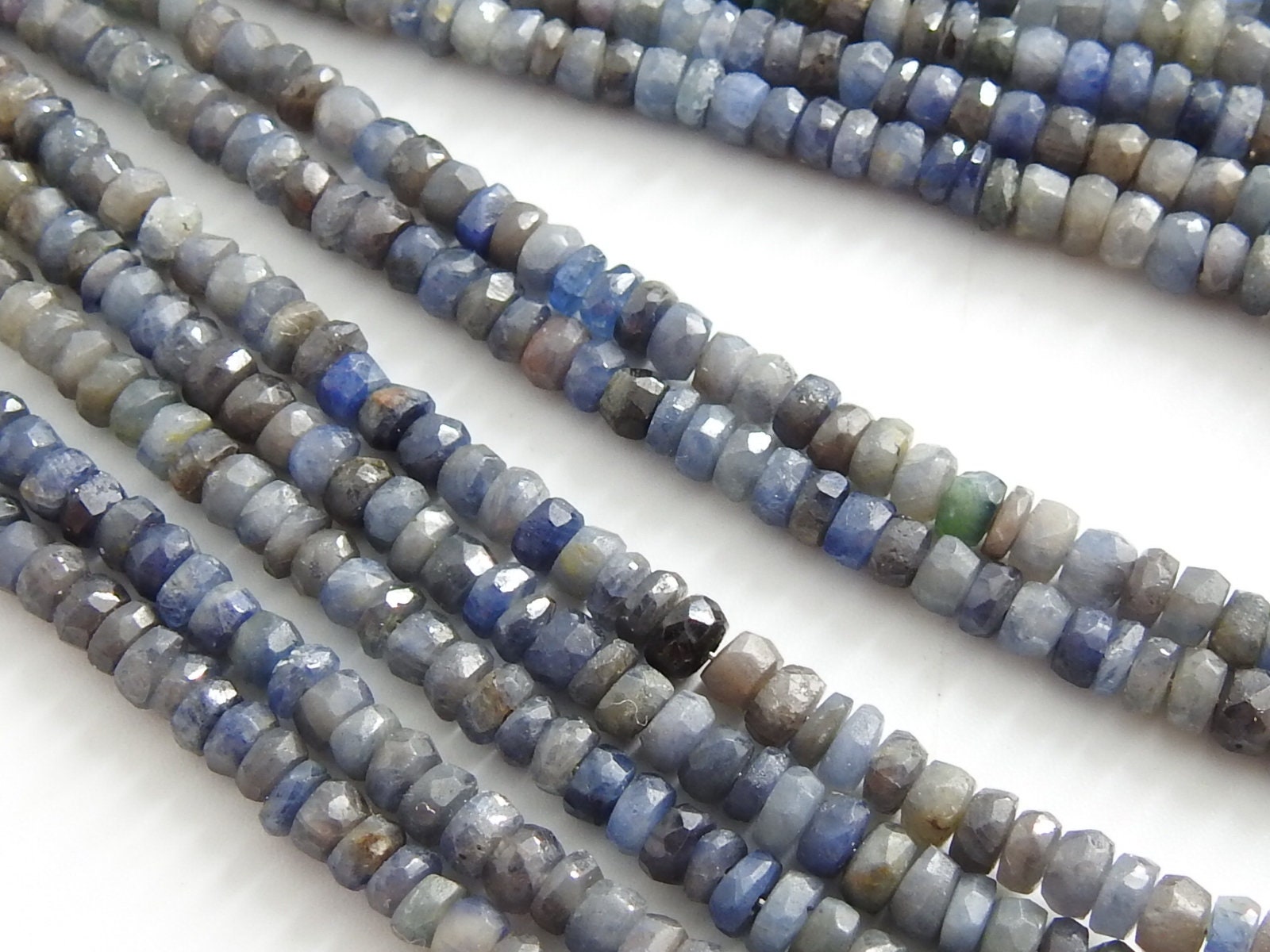 Blue Sapphire Faceted Roundel Bead,Multi Shaded,Burma Mines,Loose Stone,Handmade,For Jewelry Makers,16Inch Strand,100%Natural PMEB-13 | Save 33% - Rajasthan Living 16