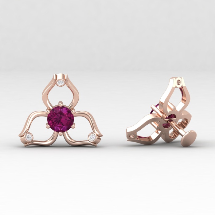 Rhodolite Garnet 14K Dainty Stud Earrings, Gold Stud Earrings For Women, Handmade Jewelry, Everyday Gemstone Earring For Her, Garnet Jewelry | Save 33% - Rajasthan Living 14