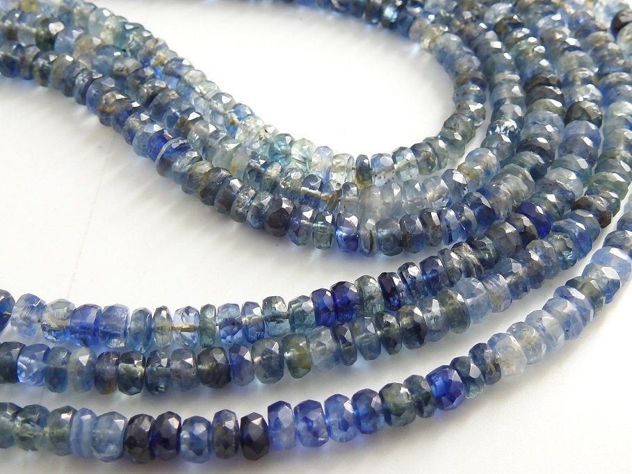 Blue Kyanite Faceted Roundel Bead,Multi Shaded,Handmade,Loose Stone,Necklace,For Jewelry Making 100%Natural 16Inch Strand PME(B13) | Save 33% - Rajasthan Living 17