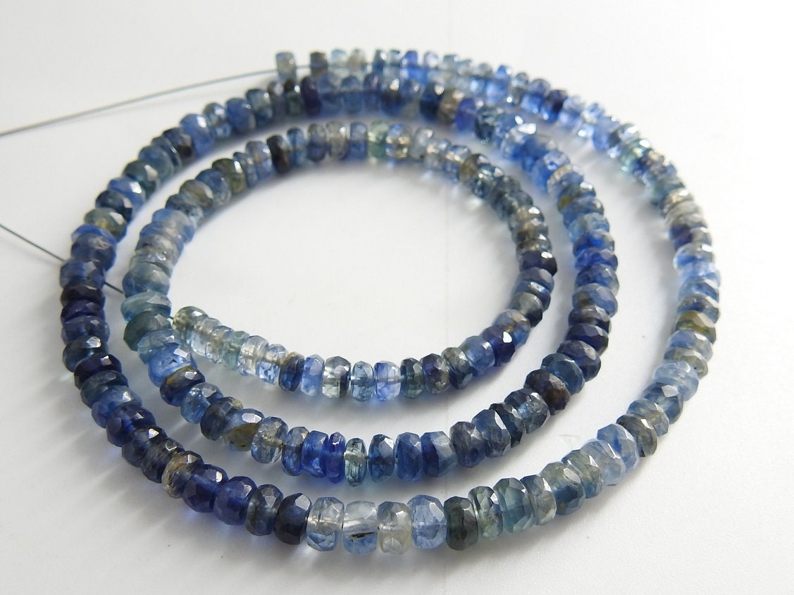 Blue Kyanite Faceted Roundel Bead,Multi Shaded,Handmade,Loose Stone,Necklace,For Jewelry Making 100%Natural 16Inch Strand PME(B13) | Save 33% - Rajasthan Living 16