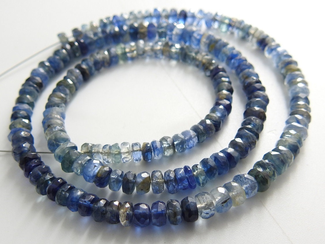 Blue Kyanite Faceted Roundel Bead,Multi Shaded,Handmade,Loose Stone,Necklace,For Jewelry Making 100%Natural 16Inch Strand PME(B13) | Save 33% - Rajasthan Living 13