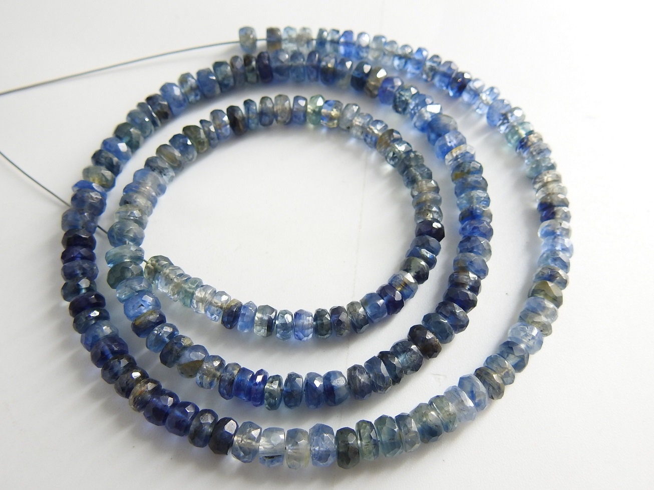 Blue Kyanite Faceted Roundel Bead,Multi Shaded,Handmade,Loose Stone,Necklace,For Jewelry Making 100%Natural 16Inch Strand PME(B13) | Save 33% - Rajasthan Living 18