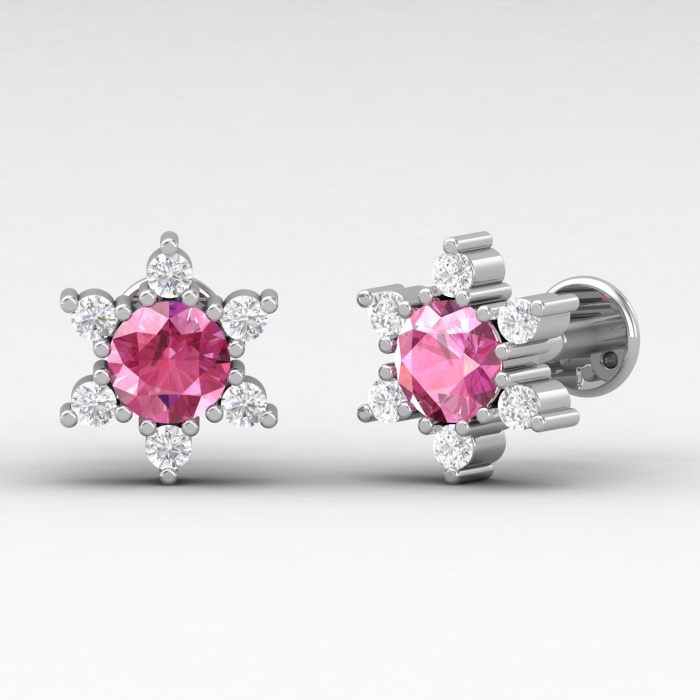 Pink Spinel 14K Dainty Stud Earrings, Everyday Gemstone Stud Earrings For Her, Gold Stud Earrings For Women, August Birthstone Jewelry | Save 33% - Rajasthan Living 12