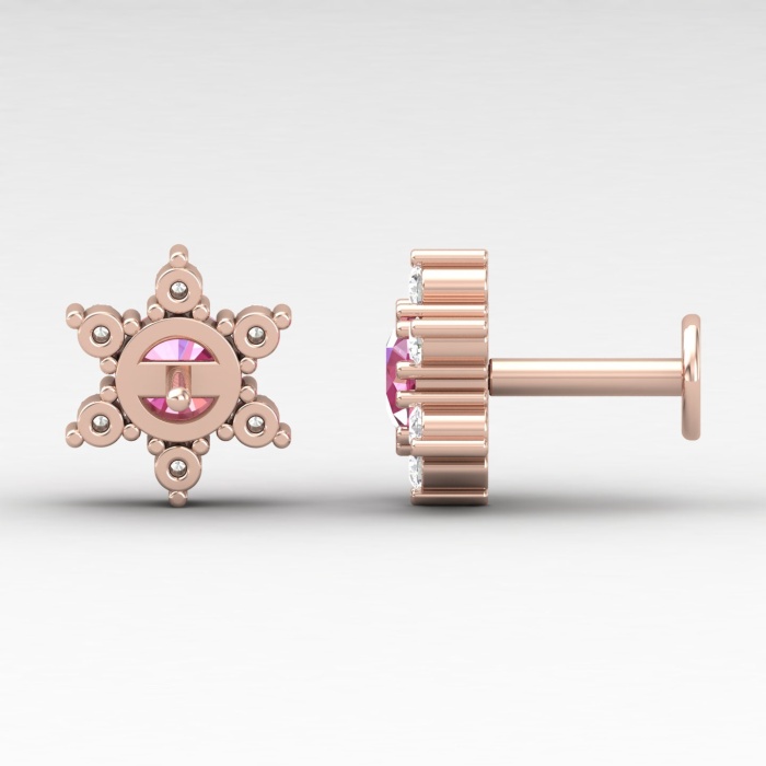 Pink Spinel 14K Dainty Stud Earrings, Everyday Gemstone Stud Earrings For Her, Gold Stud Earrings For Women, August Birthstone Jewelry | Save 33% - Rajasthan Living 8