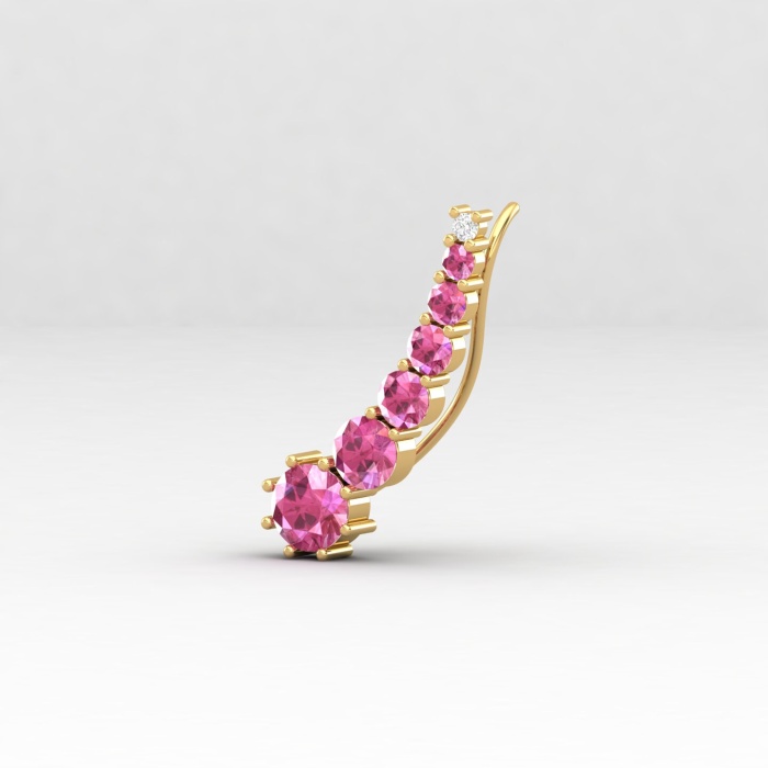 Dainty Pink Spinel 14K Climber Earrings, Handmade Jewelry, Everyday Gemstone Earring, August Birthstone Earrings, Gold Earrings For Women | Save 33% - Rajasthan Living 14