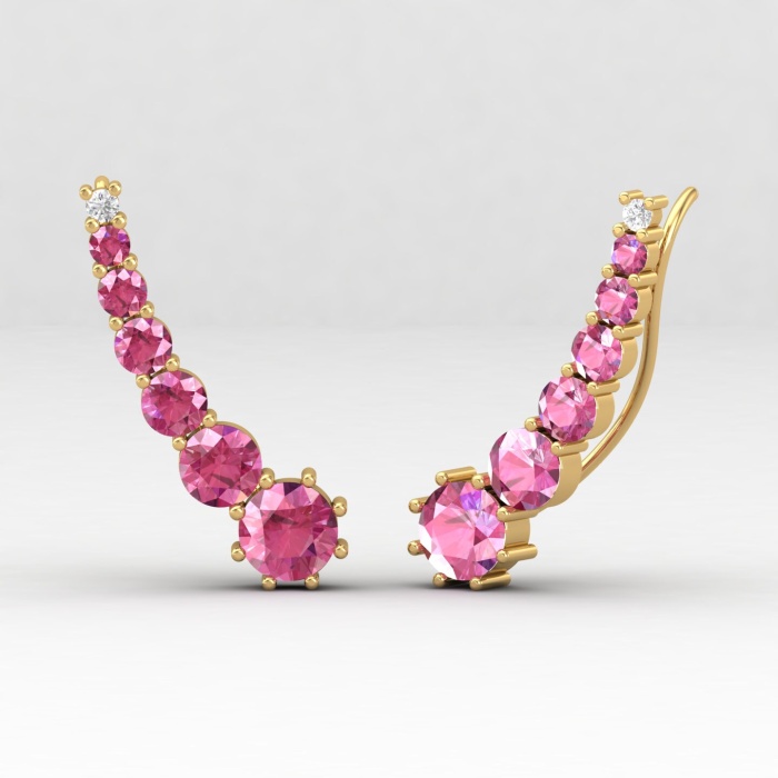 Dainty Pink Spinel 14K Climber Earrings, Handmade Jewelry, Everyday Gemstone Earring, August Birthstone Earrings, Gold Earrings For Women | Save 33% - Rajasthan Living 12