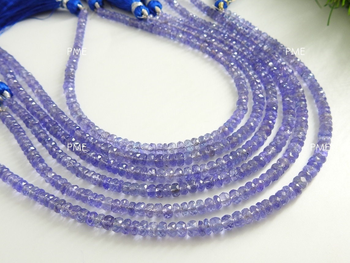 Tanzanite Faceted Roundel Bead,Blue,Handmade,Loose Stone,High Quality,Gemstone Bead,For Jewelry Making 100%Natural 9Inch Strand PME(B8) | Save 33% - Rajasthan Living 18