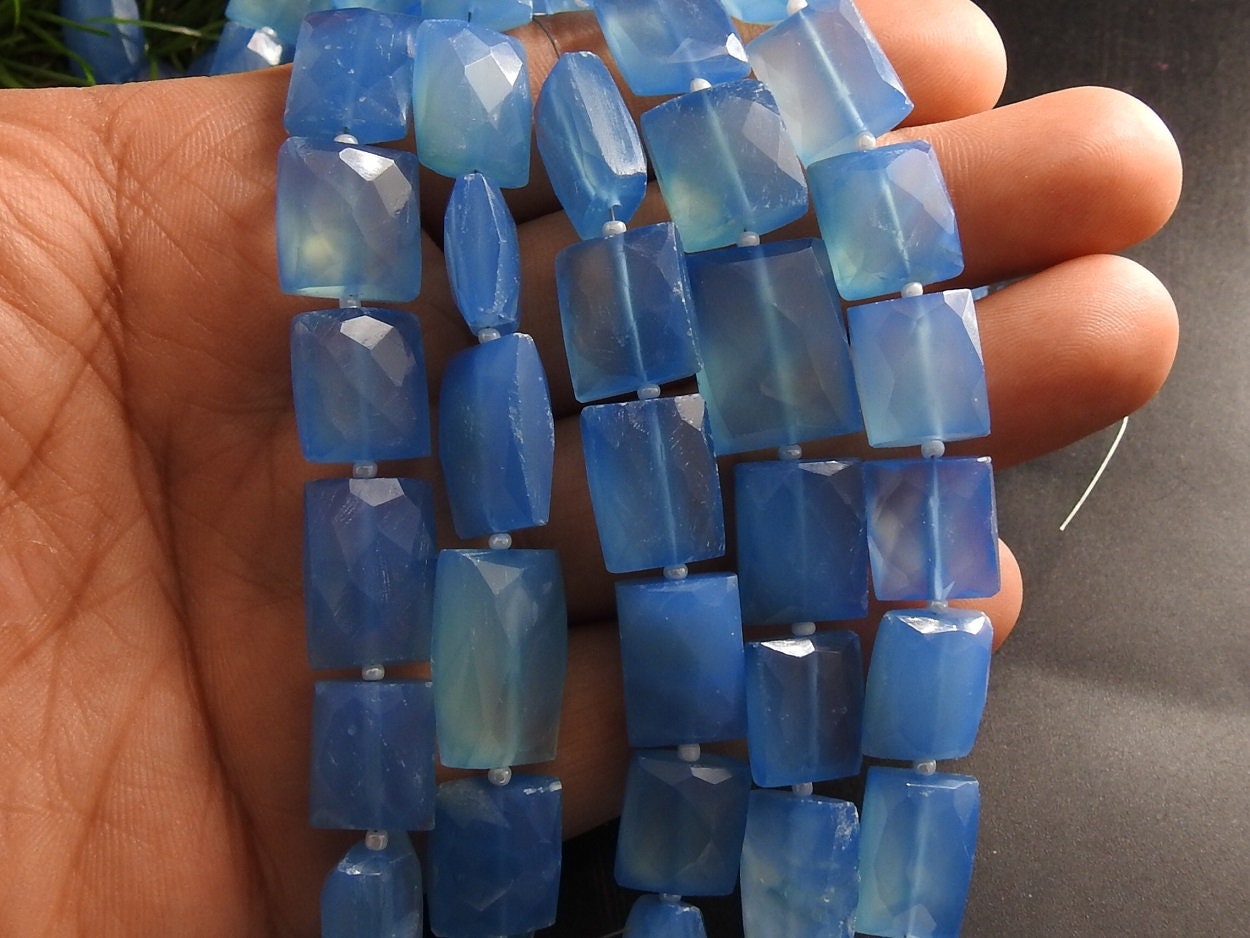 Blue Chalcedony Faceted Rectangle Shape Bead,Baguette,Handmade,Loose Stone,For Making Jewelry 10 Piece Strand 16X12 To 13X9 MM Approx | Save 33% - Rajasthan Living 14
