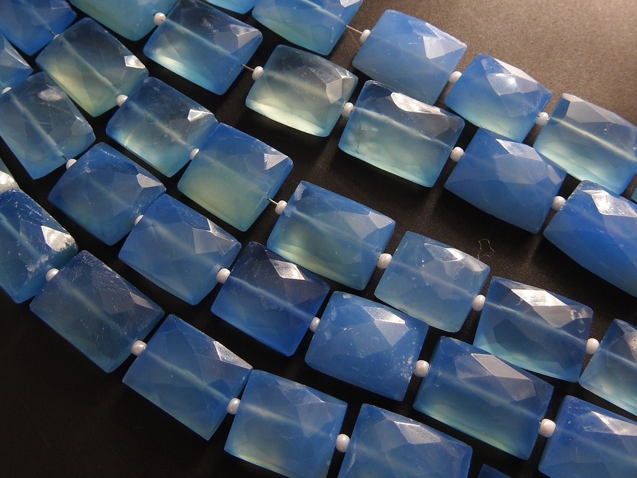 Blue Chalcedony Faceted Rectangle Shape Bead,Baguette,Handmade,Loose Stone,For Making Jewelry 10 Piece Strand 16X12 To 13X9 MM Approx | Save 33% - Rajasthan Living 16