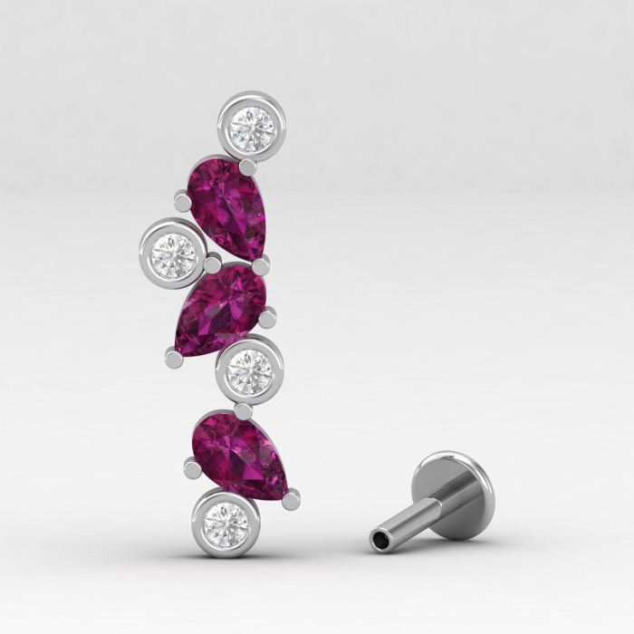 Rhodolite Garnet 14K Climber Earrings, Dainty Gold Stud Earrings For Women, Everyday Gemstone Earring For Her, January Birthstone Jewelry | Save 33% - Rajasthan Living 6