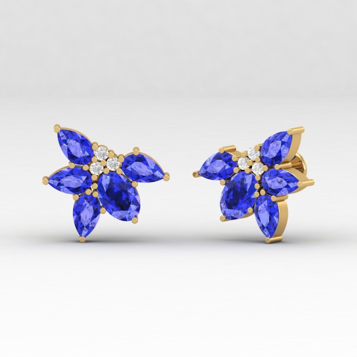 14K Dainty Natural Tanzanite Ear Climbers, Gold Climber Stud Earrings For Women, Everyday Gemstone Earring For Her, December BIrthstone Gem | Save 33% - Rajasthan Living 9