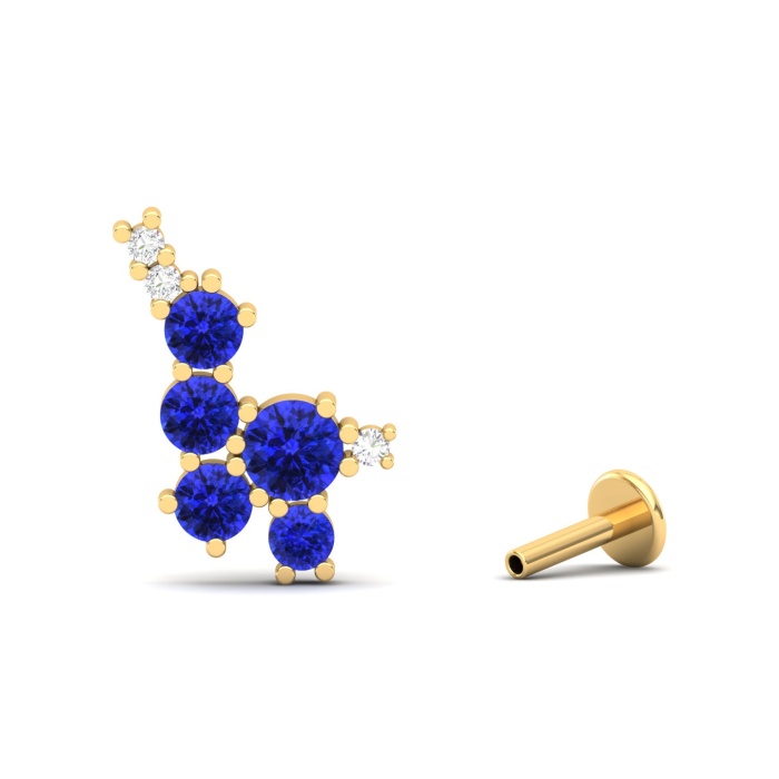 14K Dainty Natural Tanzanite Ear Climbers, Gold Climber Stud Earrings For Women, Everyday Gemstone Earring For Her, December Birthstone Gems | Save 33% - Rajasthan Living 12