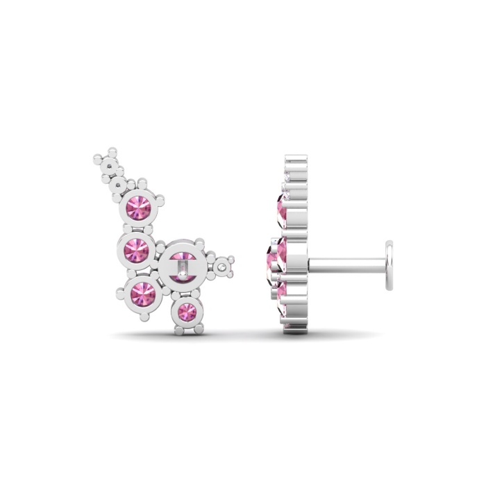 Dainty Pink Spinel 14K Climber Earrings, Everyday Gemstone Earring For Her, Gold Ear Climber Stud Earrings For Women, Birthstone Jewelry | Save 33% - Rajasthan Living 14