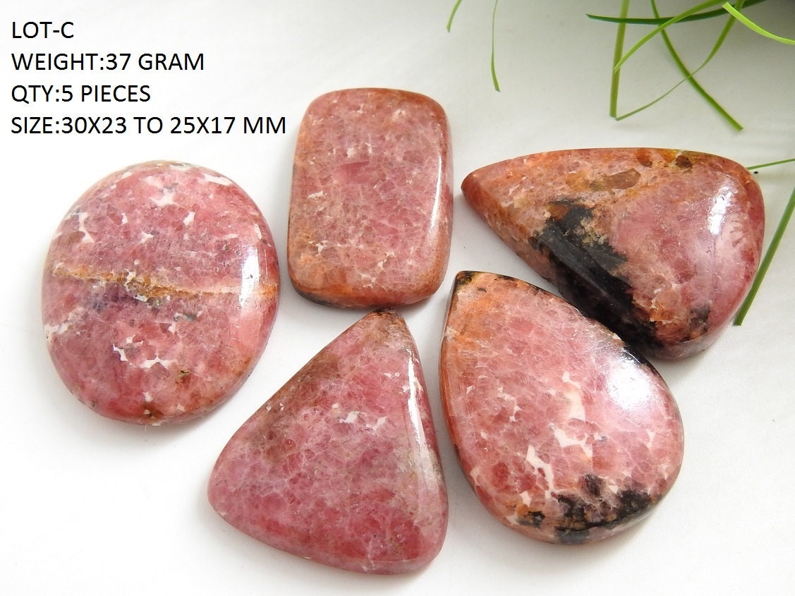 Rhodonite Smooth Cabochons Lot,Fancy Shape,Loose Stone,Handmade,Pendent,For Making Jewelry 100%Natural C2 | Save 33% - Rajasthan Living 18