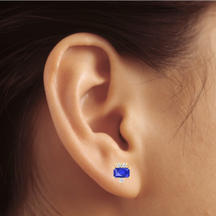 14K Dainty Natural Tanzanite Stud Earrings, Gold Stud Earrings For Women, Everyday Gemstone Earring For Her, December Birthstone Jewelry | Save 33% - Rajasthan Living 9