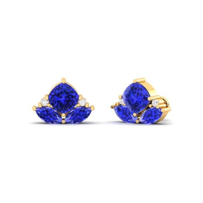 14K Dainty Natural Tanzanite Stud Earrings, Gold Stud Earrings For Women, Everyday Gemstone Earring For Her , Birthday Rings | Save 33% - Rajasthan Living 8