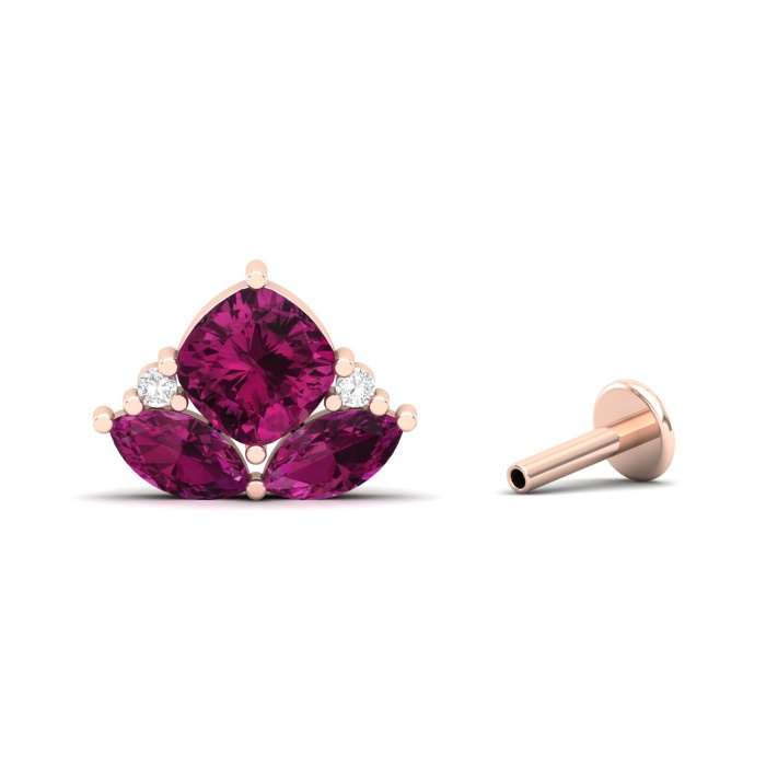 Rhodolite Garnet 14K Stud Earrings, Dainty Gold Stud Earrings For Women, Everyday Gemstone Earring For Her, January Birthstone Jewelry | Save 33% - Rajasthan Living 6