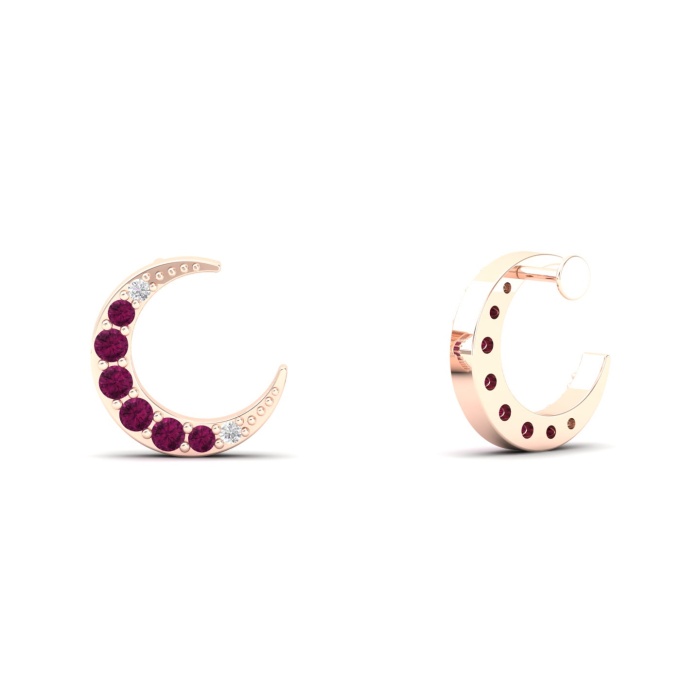 Dainty 14K Natural Rhodolite Garnet Stud Earrings, Everyday Gemstone Earring For Her, Gold Stud Earrings For Women, January Birthstone | Save 33% - Rajasthan Living 7