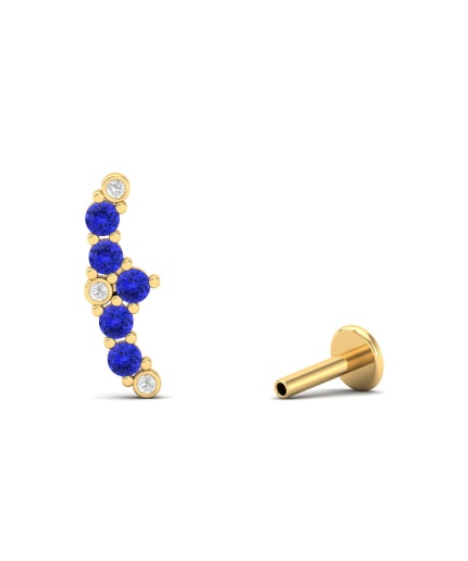 14K Dainty Natural Tanzanite Climber Earrings, Gold Ear Climber Stud Earrings For Her, Everyday Gemstone Earring For Women, Handmade Jewelry | Save 33% - Rajasthan Living