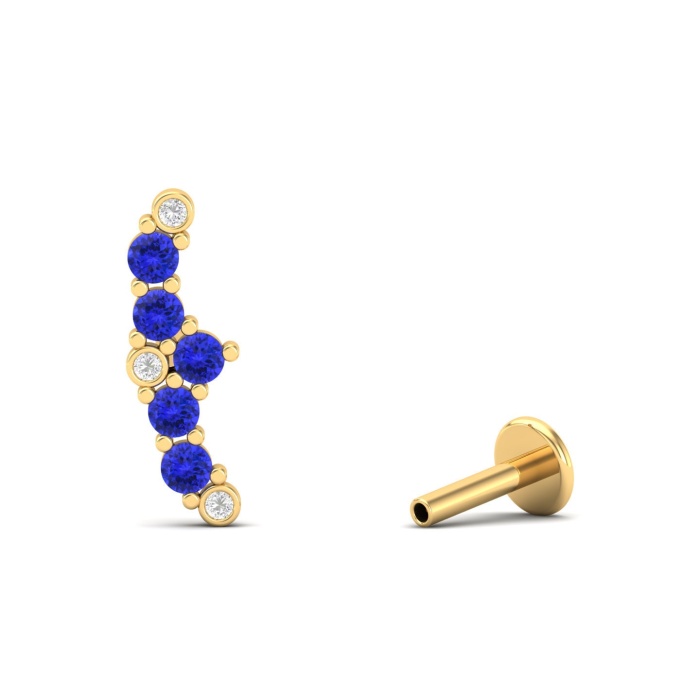 14K Dainty Natural Tanzanite Climber Earrings, Gold Ear Climber Stud Earrings For Her, Everyday Gemstone Earring For Women, Handmade Jewelry | Save 33% - Rajasthan Living 6