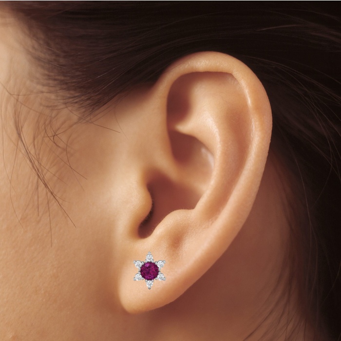 14K Rhodolite Garnet Stud Earrings, Dainty Gold Stud Earrings For Women, Handmade Jewelry, Everyday Gemstone Stud Earrings For Her | Save 33% - Rajasthan Living 11
