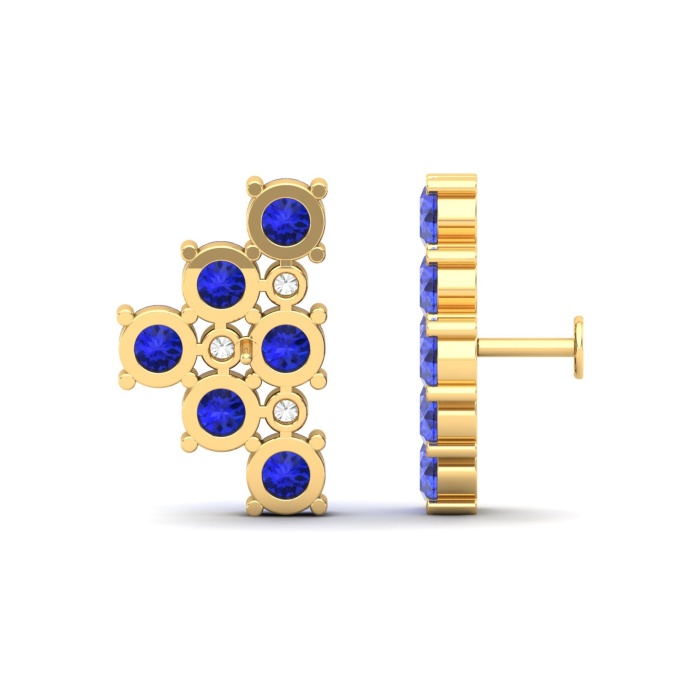 14K Dainty Natural Tanzanite Climber Earrings, Gold Ear Climber Stud Earrings For Women, Everyday Gemstone Earring For Her, Birthstone Jewel | Save 33% - Rajasthan Living 8