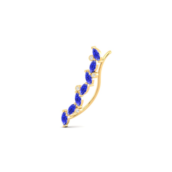 Dainty 14K Natural Tanzanite Ear Climbers, Gold Climber Stud Earrings For Women, Everyday Gemstone Earring For Her, December Birthstone Gems | Save 33% - Rajasthan Living 7