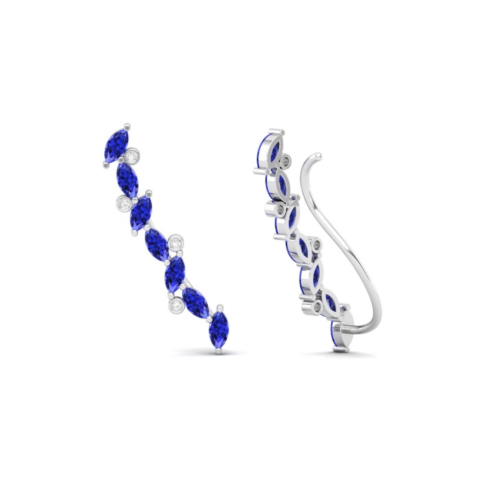 Dainty 14K Natural Tanzanite Ear Climbers, Gold Climber Stud Earrings For Women, Everyday Gemstone Earring For Her, December Birthstone Gems | Save 33% - Rajasthan Living 14
