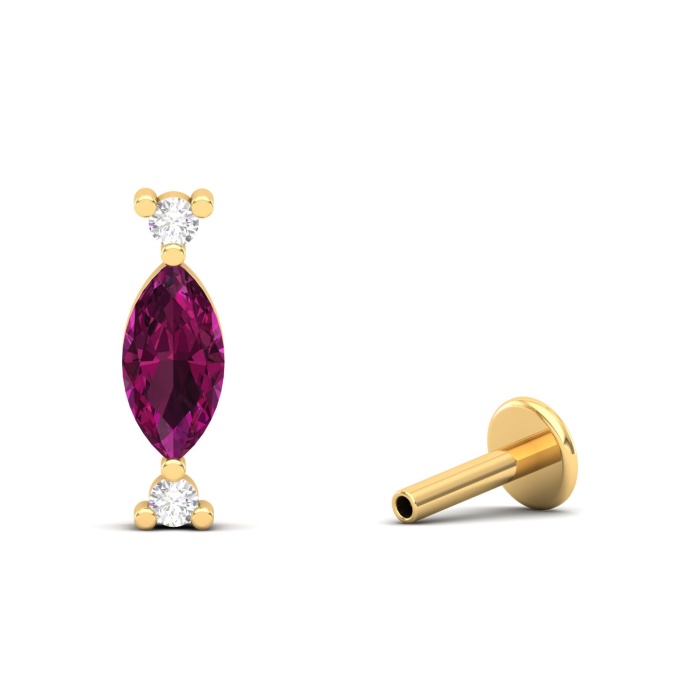 Rhodolite Garnet 14K Stud Earrings, Dainty Gold Stud Earrings For Women, Everyday Gemstone Earring For Her, January Birthstone Earrings | Save 33% - Rajasthan Living 12
